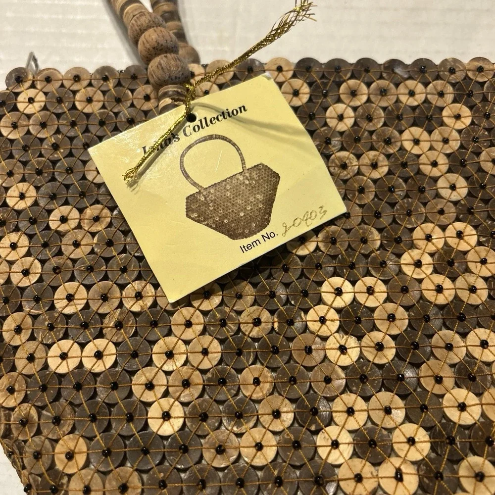 Isha's Collection Coconut Shell Beaded Purse Handbag Handmade NWT